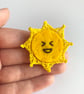 Sun brooch laughing embroidery with micro crochet sun rays - Image 2