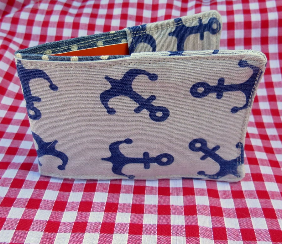 Travel card holder. Oyster card wallet. Nautical anchors design.