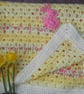 Pretty yellow bunny blanket - Filet crocheted springtime blanket - Easter gift