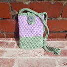 Small shoulder purse, crochet mobile phone bag, water bottle carrier
