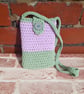 Small shoulder purse, crochet mobile phone bag, water bottle carrier