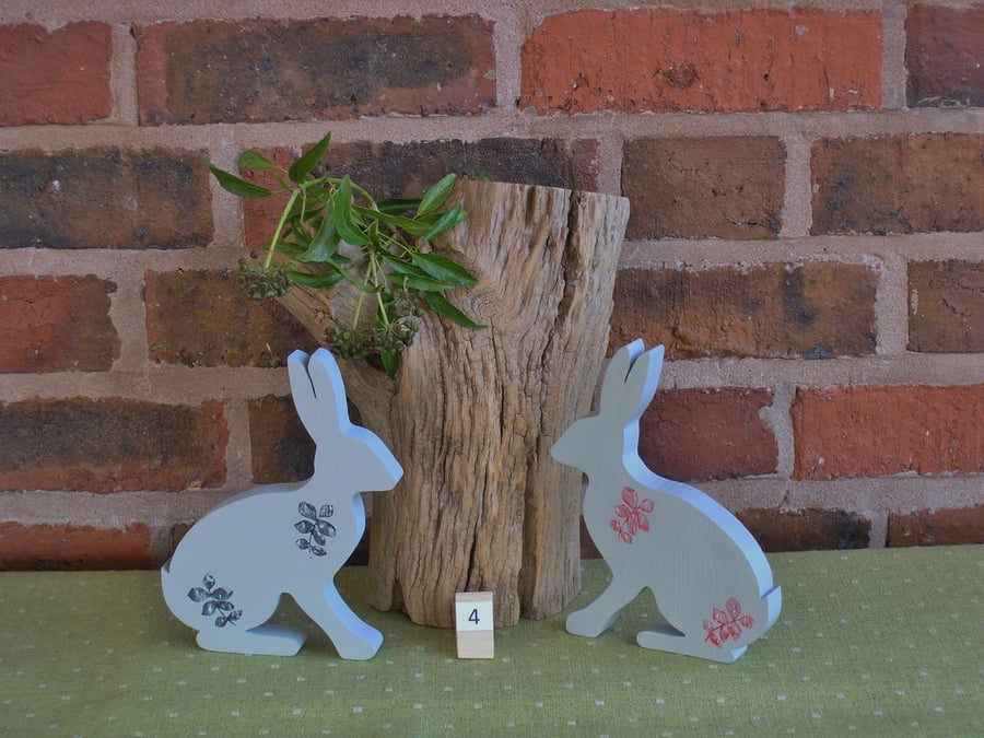 Painted Wooden Hares