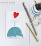 I Whaley Love You, whale with heart illustration, Giclee print - Image 3