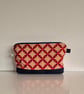 Patterned Cosmetic Bag with blue Canvas base - Toiletry Pouch - Big Pencil Case - Image 2