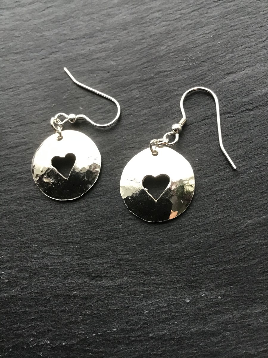 Sterling Silver Heart Cut Earrings
