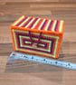 Business card holder - yellow, pink, purple, orange with gold button closure - Image 3