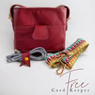 Red Leather Crossbody Bag - Genuine Rescued Leather - With Free Cord Keeper
