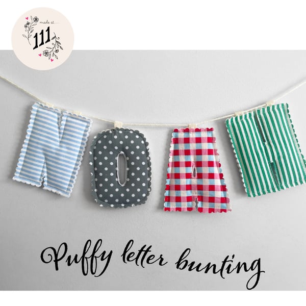 Personalised  Boys Custom Made Name Bunting Puffy letters 