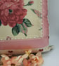 Cushion cover 16" cream floral,  hearts, pink satin boarder.  - Image 2