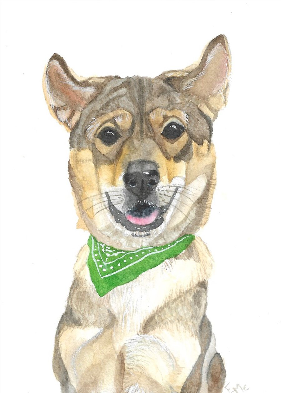 Watercolour Custom Pet Portrait 5 x 7 inch or A4