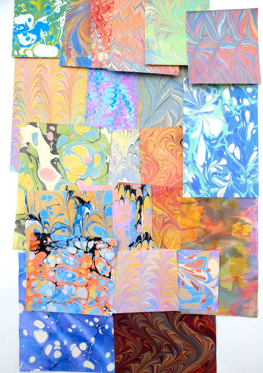 Marbled paper mixed paper pack off cuts scrapbooking 