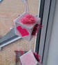 Novelty hanging cubes with pink hearts and sucker-cup attachment  - Image 4