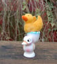 Needle felt duckling displayed in a vintage duckling egg cup  - Image 2