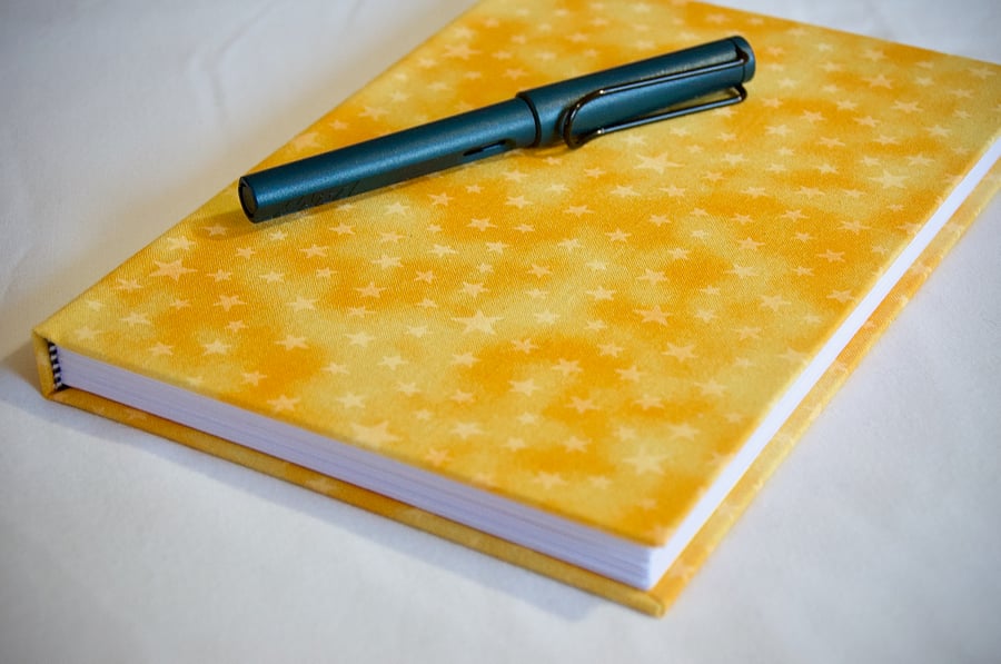 A5 Hardback Notebook with full cloth yellow star cover