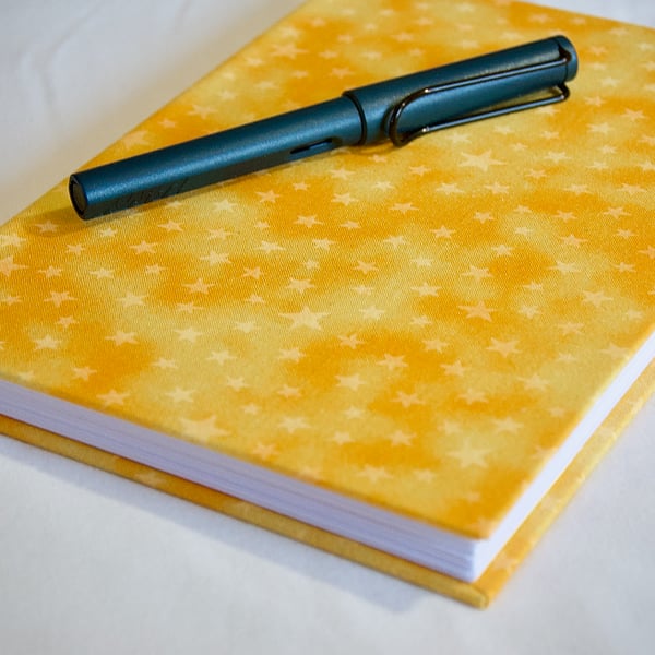 A5 Hardback Notebook with full cloth yellow star cover