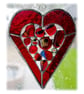 Heart Suncatcher Stained Glass Red Abstract Fused  - Image 2