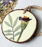 Pressed Marigold Flower Wood Slice – Hand Painted Rustic Botanical Hanging - Image 2