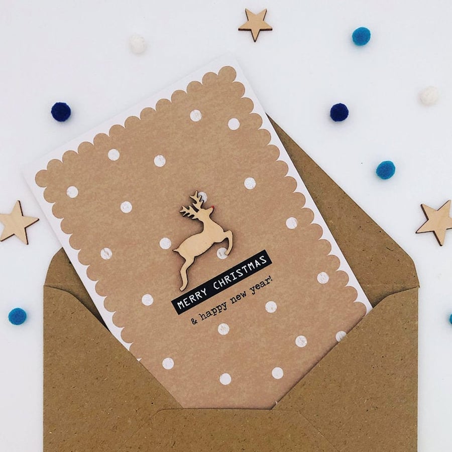 Rudolph Christmas Card - Handmade Card - Luxury Christmas Card
