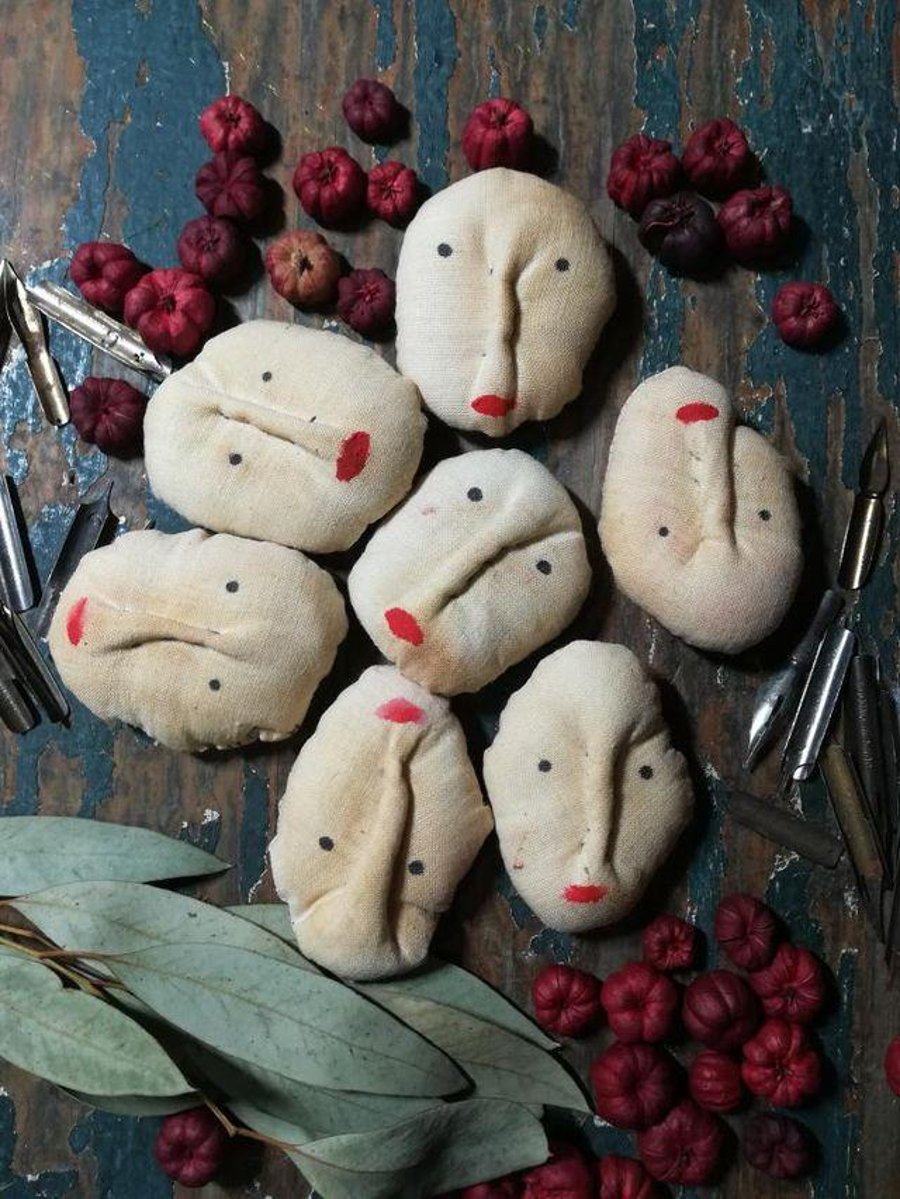 Luck, wish doll tokens, worry doll, positive affirmation, primitive textile art