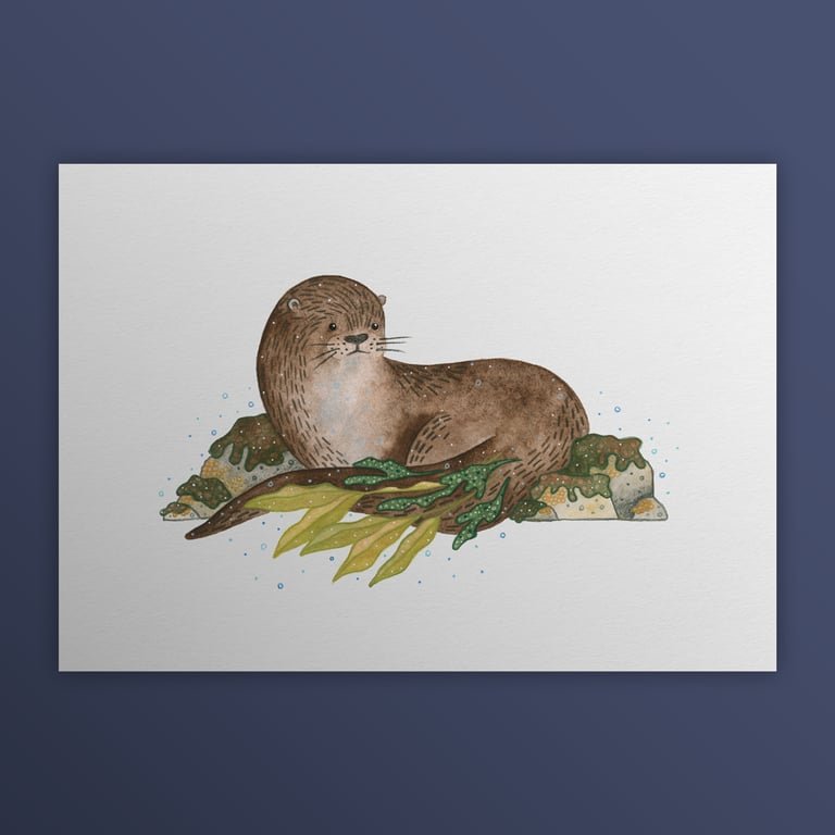 Eurasian Otter aka The Snotter, Scotland's Big 5, A4 art print