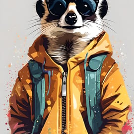 A4 Print Meerkat in Sunglasses  