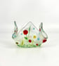 Fused Glass  Floral Tea Light Holder 