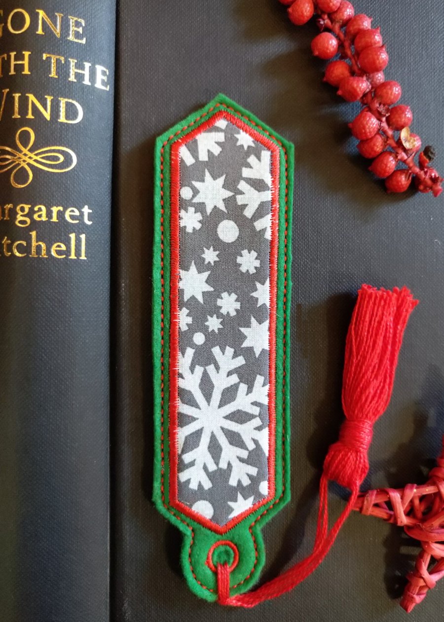 Christmas Snowflake Bookmark embroidered hand crafted design coordinating tassel