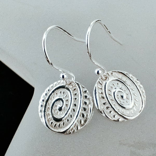 Fine Silver Drop Earrings - Fiddlehead