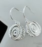 Handmade Fine Silver Drop Earrings - Fiddlehead Design