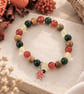 Autumn's Treasure – Gemstone Bracelet with Sterling Silver Maple Leaf Charm