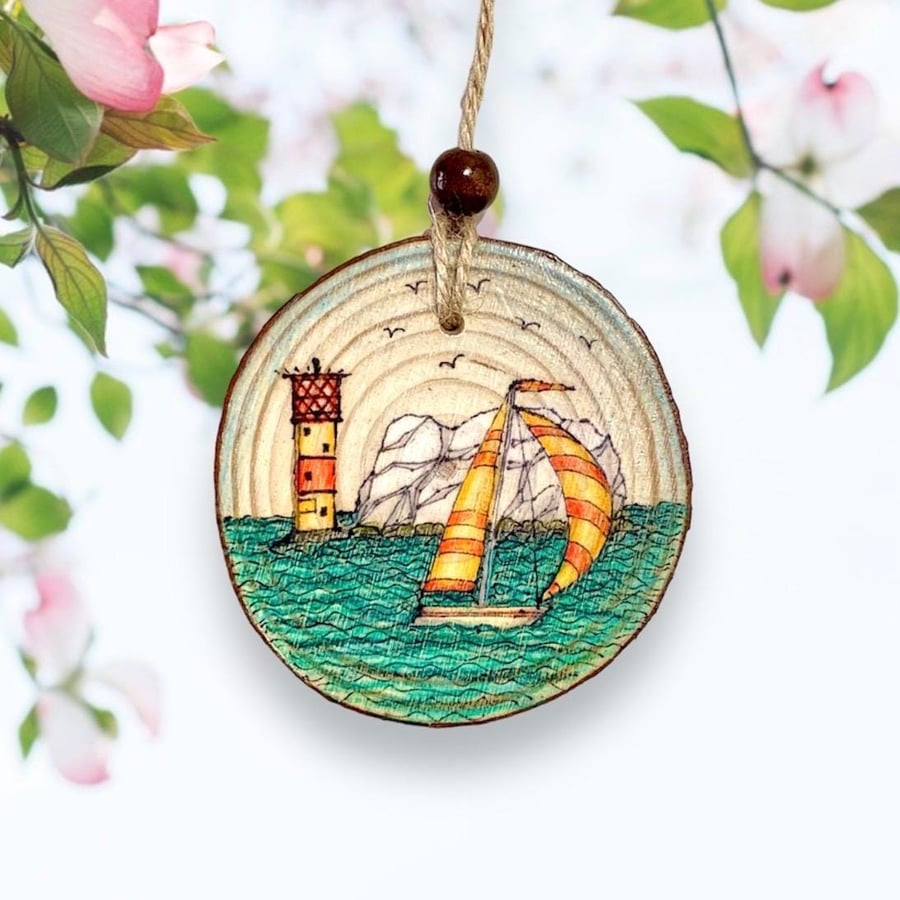 Original Isle of Wight Wood Slice Art