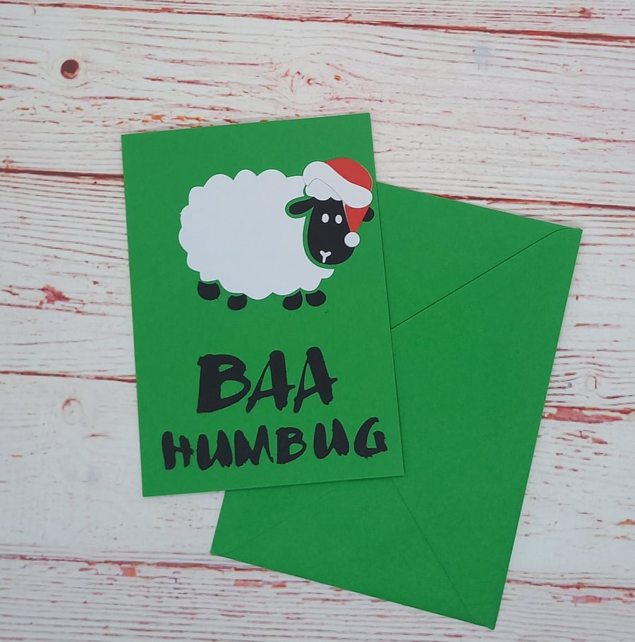 Baa Humbug, Funny Sheep Christmas Card, Festive Joke Card