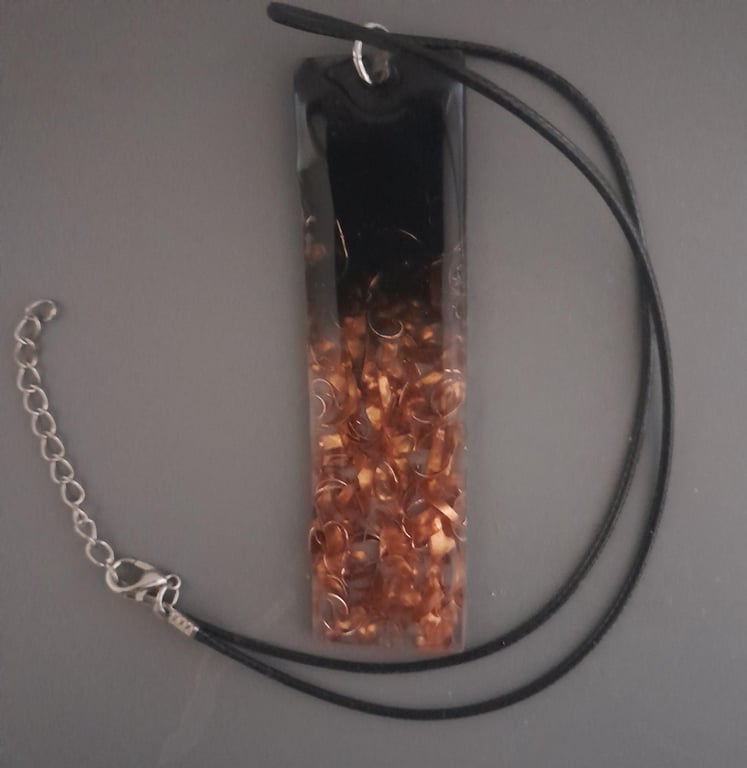 Copper Pendant Necklace Handmade Large Black and Copper Pendant