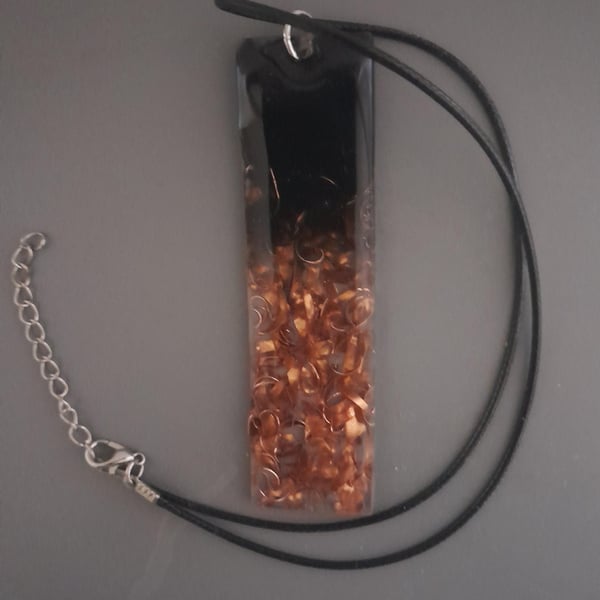 Copper Pendant Necklace Handmade Large Black and Copper Pendant