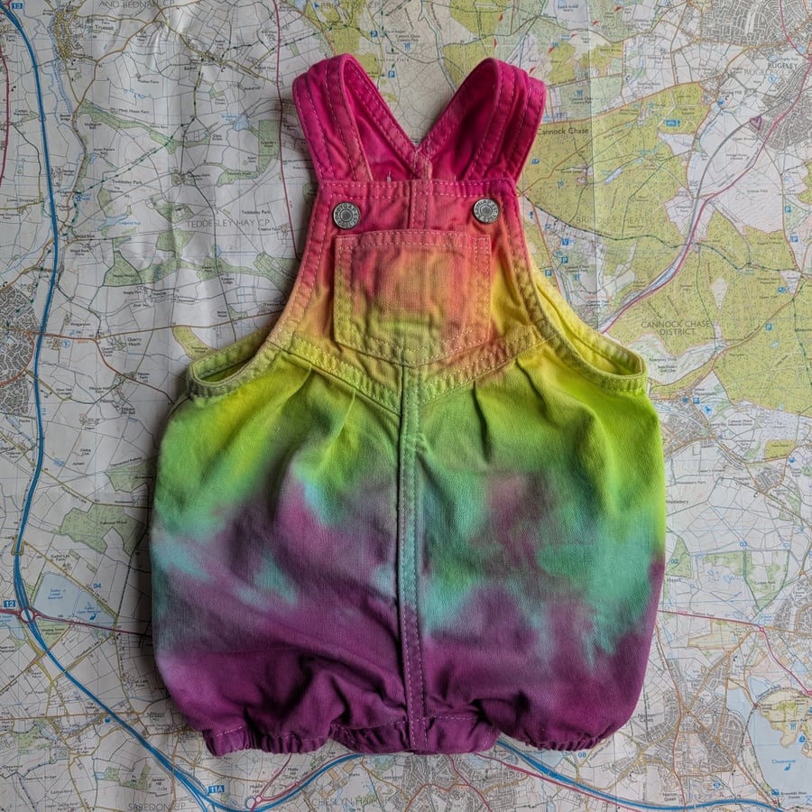 Hand dyed denim baby romper (3-6 months)