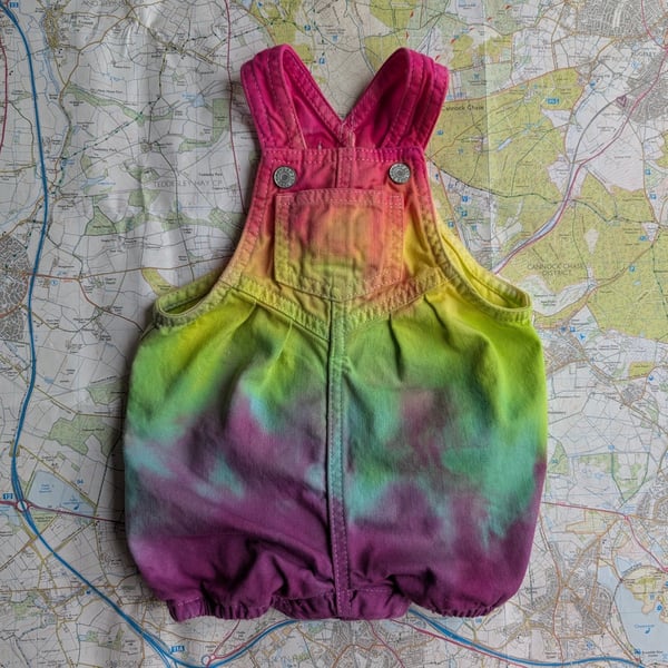 Hand dyed denim baby romper (3-6 months)