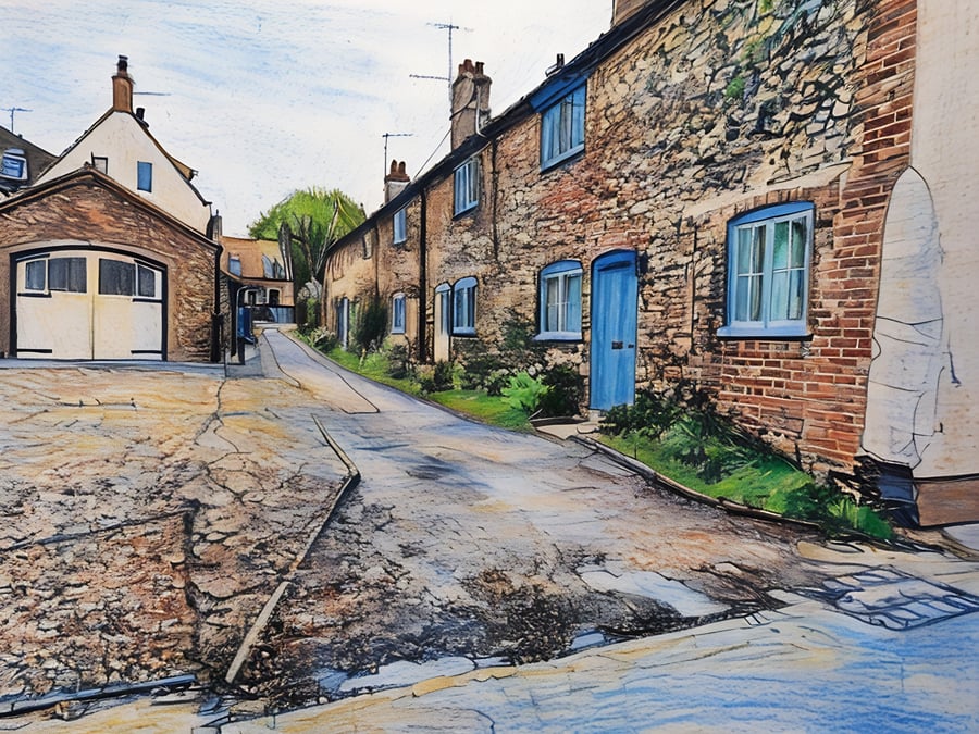 Cottages Harbour Wells-Next-Sea Norfolk Greeting Card A5 
