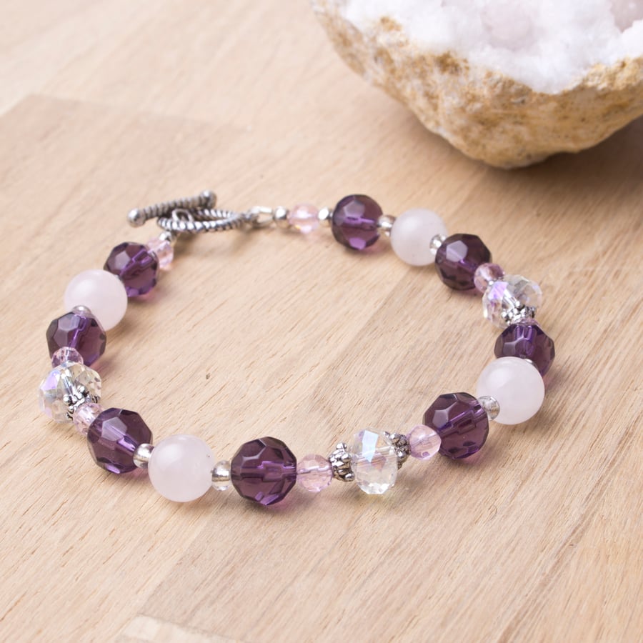  Rose Quartz bead bracelet - Gemstone and Crystal beaded bracelet