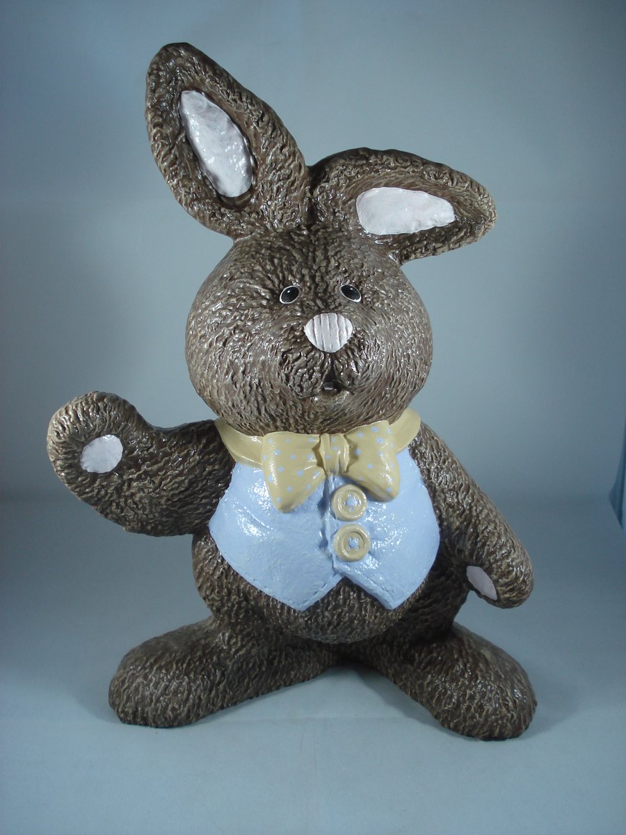 Large Ceramic Brown Bunny Rabbit Hare Animal Figurine Ornament Decoration.