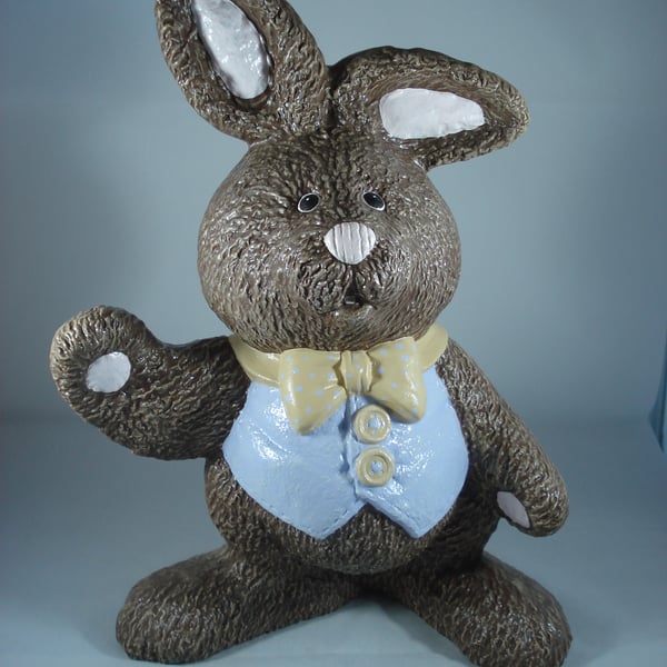 Large Ceramic Brown Bunny Rabbit Hare Animal Figurine Ornament Decoration.