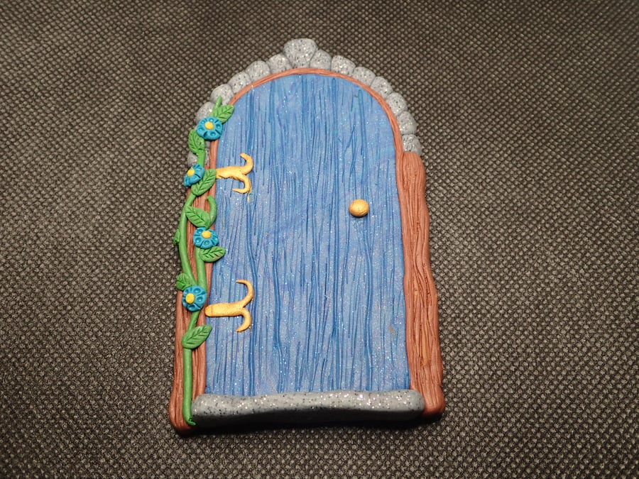 Blue polymer clay fairy door