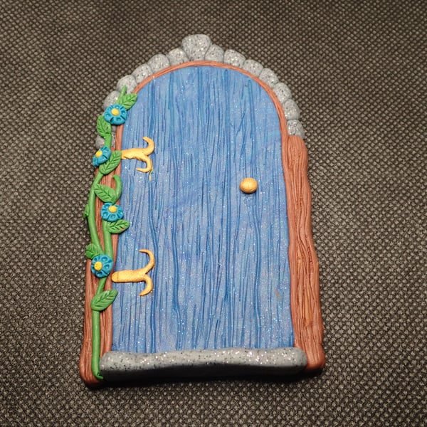 Blue polymer clay fairy door