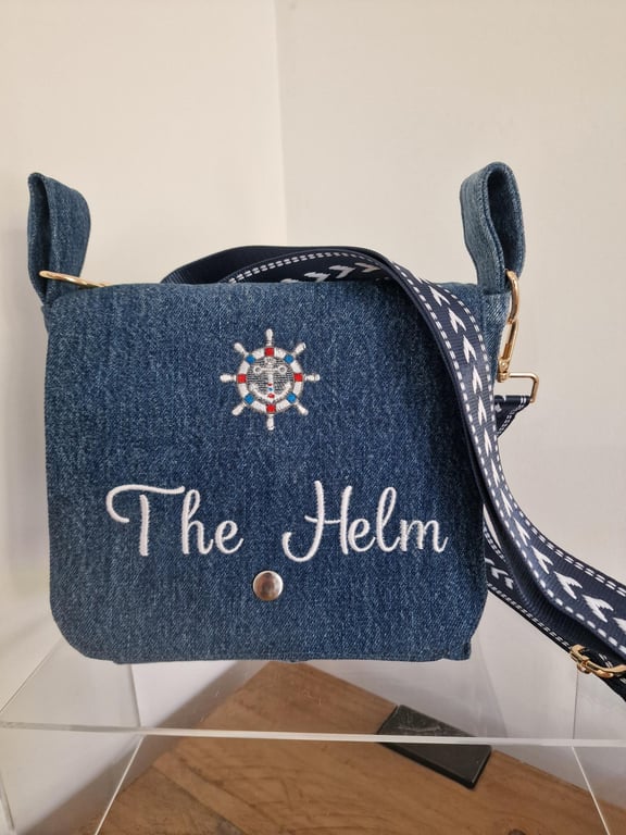 Handmade Upcycled Nautical Denim Crossbody Bag