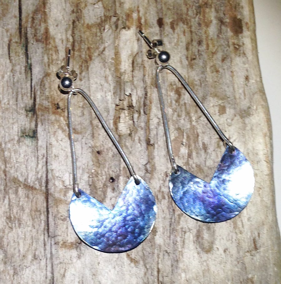  Handmade Coloured Titanium and Sterling Silver Earrings - UK Free Post