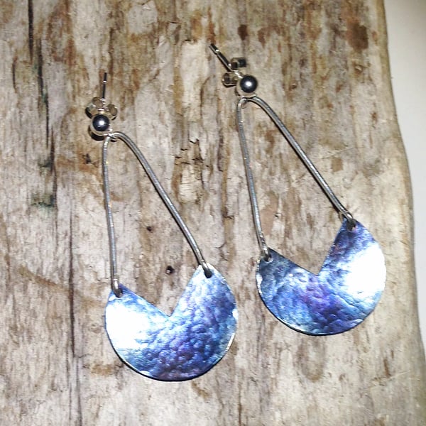  Handmade Coloured Titanium and Sterling Silver Earrings - UK Free Post