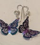 Dainty Purple Anodised Stainless Steel Butterflies on Sterling Silver Earwires  - Image 2