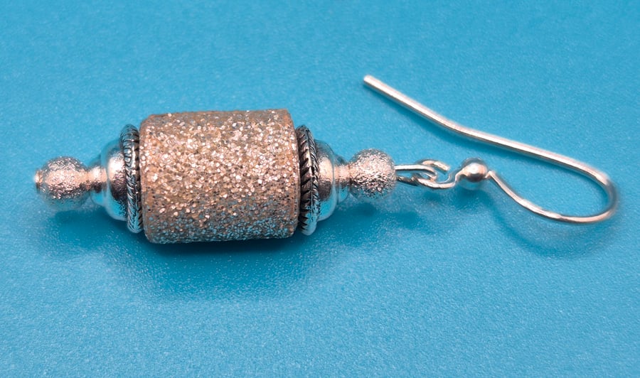 Small silver paper beaded lantern shaped earrings