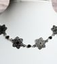 Black Filigree Flower Link Necklace - Image 2
