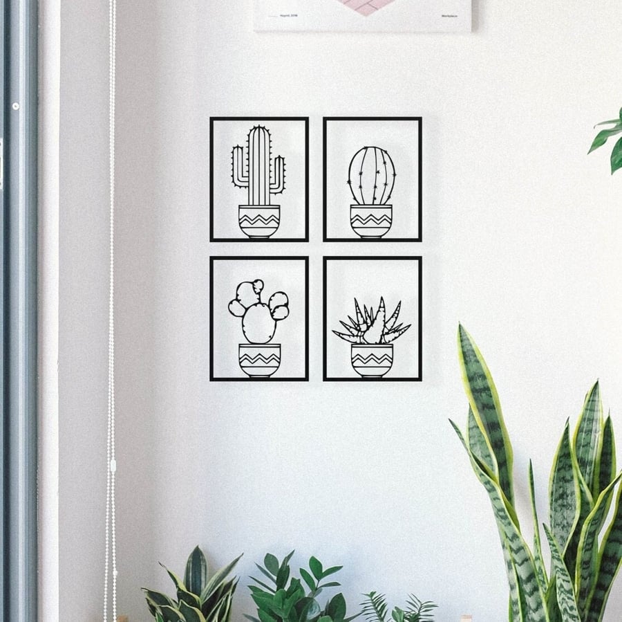Cactus- Metal Wall Art Set4