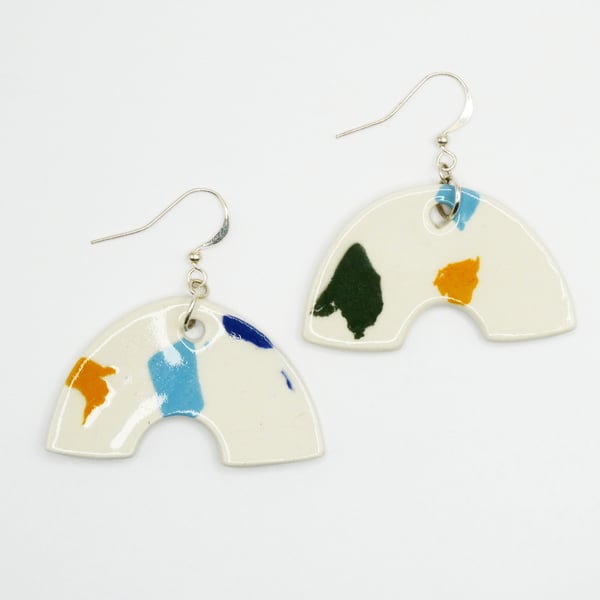 Large ceramic terrazzo dangle earrings